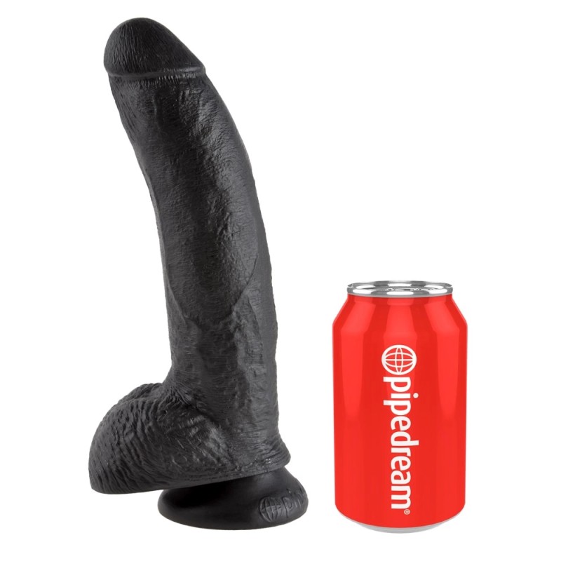 King Cock - Realistyczne Dildo Z Żołędziem Jądrami I Żyłkami 23 CM Czarny